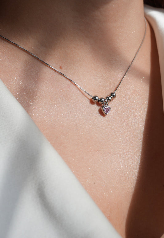 Collar Amour Rosa Plata 💖✨