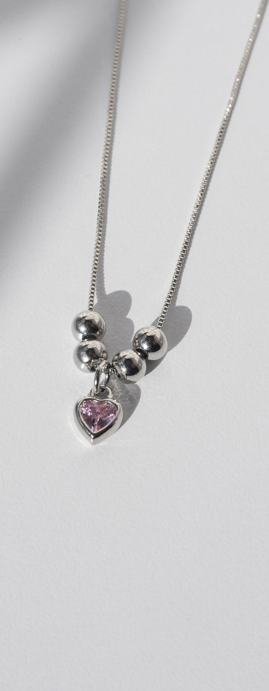 Collar Amour Rosa Plata 💖✨